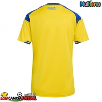 Camisa de Futebol Suécia Equipamento Principal Mulheres Mundo 2026 Manga Curta